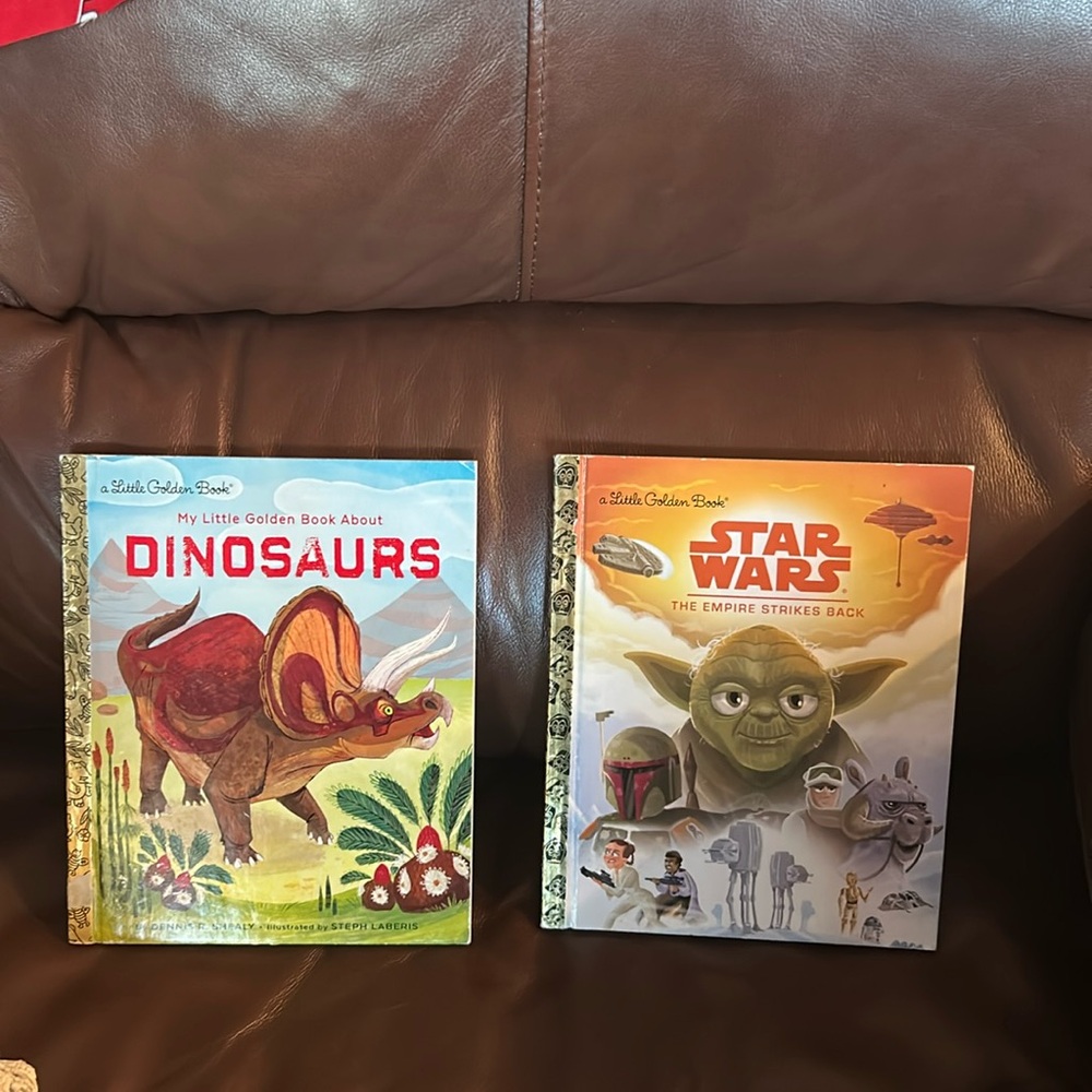 Children Little Golden Books Dinosaurs & STAR WARS-Empire Strikes Back euc